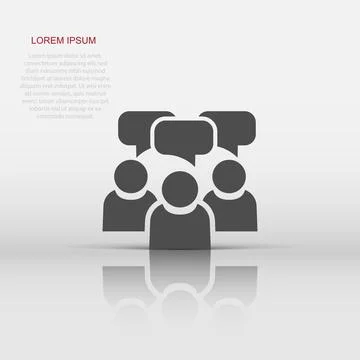 People with speech bubble icon in flat style. Business agreement vector ill.. 스톡 일러스트