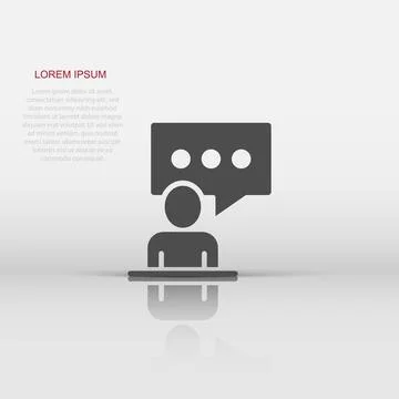 People with speech bubble icon in flat style. Chat vector illustration on w.. Stock Illustration