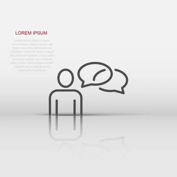 People with speech bubble icon in flat style. Chat vector illustration on w.. Stock Illustration