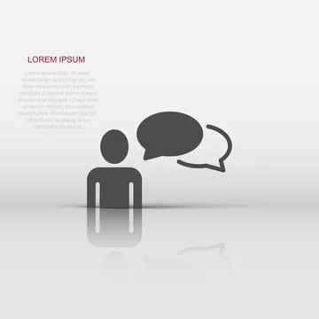 People with speech bubble icon in flat style. Chat vector illustration on w.. Stock Illustration