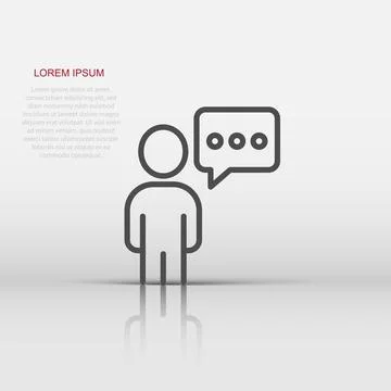 People with speech bubble icon in flat style. Chat vector illustration on w.. 스톡 일러스트