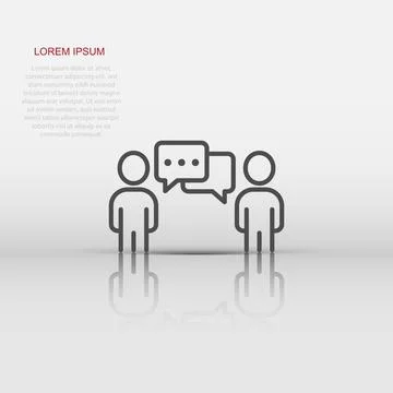 People with speech bubble icon in flat style. Chat vector illustration on w.. Illustrazione stock