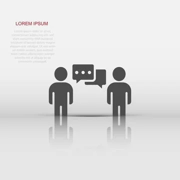 People with speech bubble icon in flat style. Chat vector illustration on w.. Stock Illustration