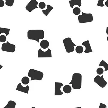 People with speech bubble icon seamless pattern background. Business agreemen Stock Illustration