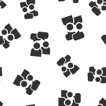 People with speech bubble icon seamless pattern background. Business agreemen 스톡 일러스트