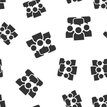 People with speech bubble icon seamless pattern background. Business agreemen Stock Illustration