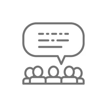 People with speech bubbles, feedback, opinion of people, reviews line icon. Stock Illustration