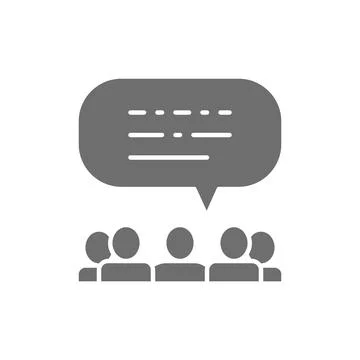 People with speech bubbles, feedback, opinion of people, reviews grey icon. Stock Illustration