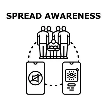 People spreading awareness using mobile communication technology Stock Illustration