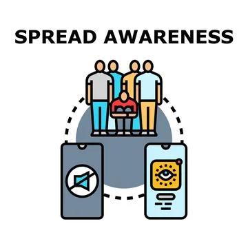 People spreading awareness using mobile communication technology Stock Illustration