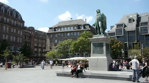 People on a square in Strasbourg Stock Footage 12462279