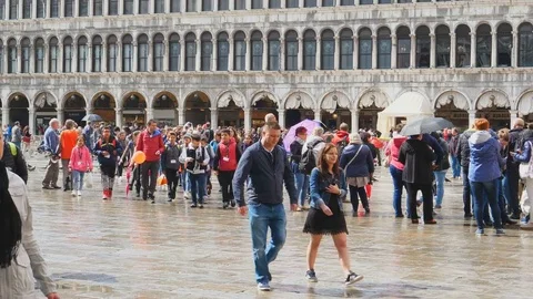 People in St Mark's square Stock Footage 76566703