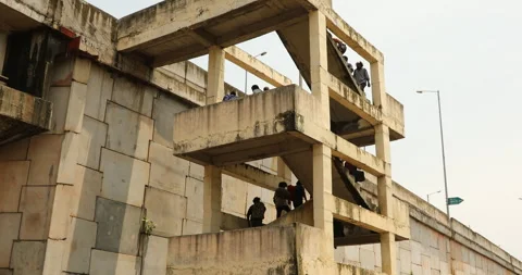 People on Staircase in Collage Stock Footage 326282922