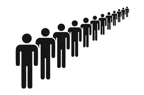 People stand queue and one person fits. Stock vector Stock Illustration