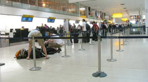 People stand in queue on registration in London, England. Stock Footage 854352