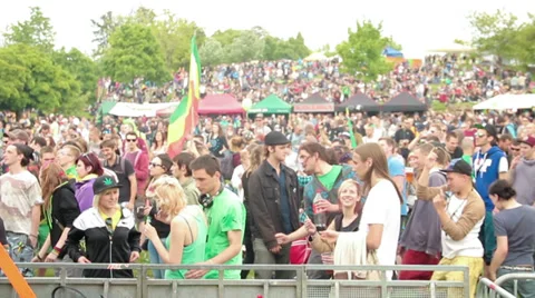 People standing and dancing in front of the musical stage Stock Footage 38047811