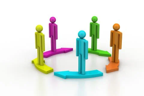People standing in arrow circle Free Stock Illustration