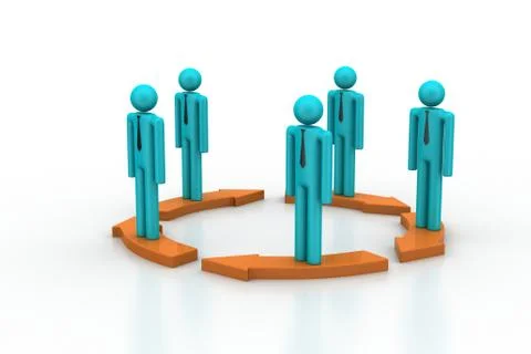 People standing in arrow circle Free Stock Illustration