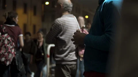 People standing at bus stop during the evening Stock Footage 101541619