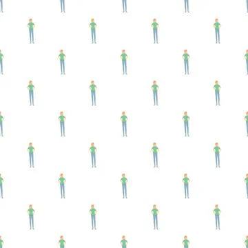 People standing with hands on hips seamless pattern Stock Illustration