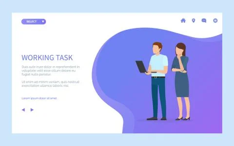 People Standing with Laptop, Working Task Vector イラスト素材