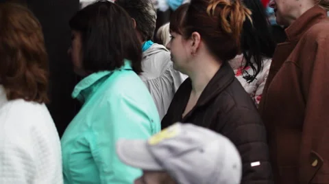 People Standing in Line Queue Stock Footage 63129582