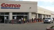 People Standing In Lines Waiting To Enter Costco Due Of Coronavirus. Stock Footage