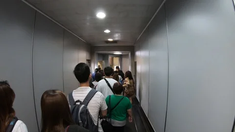 People standing in queue for boarding the airplane Stock Footage 109590206