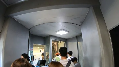 People standing in queue for boarding the airplane Stock-Footage 110419580