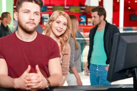 People standing in queue Stock Photos