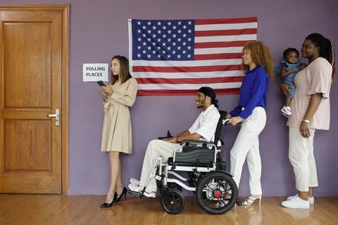 People Standing In Queue To Vote Stock Photos