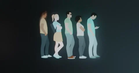 People standing in a queue waiting Stock Footage 314502763