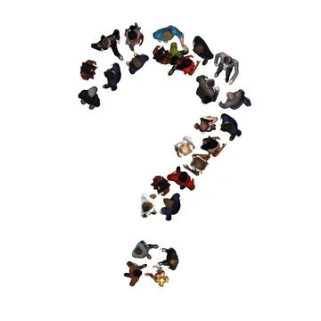 People standing in the shape of question mark - top view on white background 스톡 일러스트