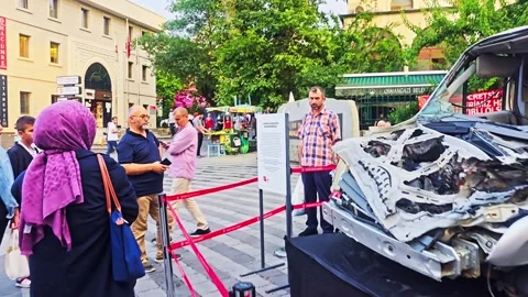 People standing in a square with a. Stock Footage 282998613