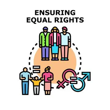 People standing together ensuring equal rights concept Stock Illustration