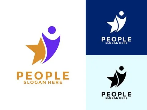 People Star logo design, human community logo template. symbol for teamwork.. Stock Illustration