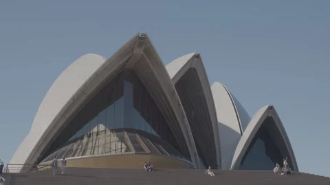 People on Steps Outside Sydney Opera House Under Clear Sky, Sydney, Australia Stock Footage 345718649