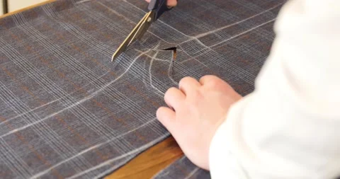 People, stitching, needlework, sewing and tailoring concept : man with tailor Stock Footage 130469686