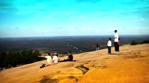 People on Stone Mountain Stock Footage 966928