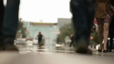 People on the street, cloudy Stock Footage 25532115