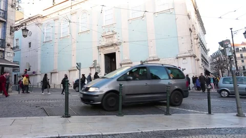 People on the streets of Lisbon Stock Footage 85404456