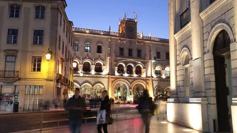 People on the streets of Lisbon Stock Footage 85404477
