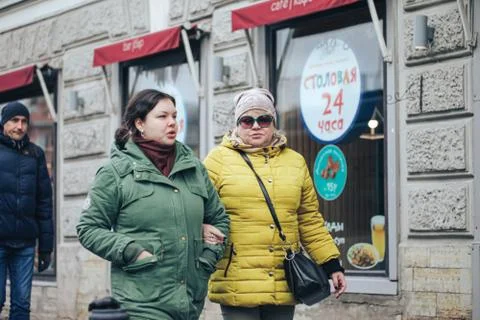 People on the Streets of Saint Petersburg City Stock Photos
