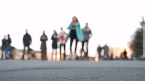People stroll in the park, soft focus Stock Footage 74500065