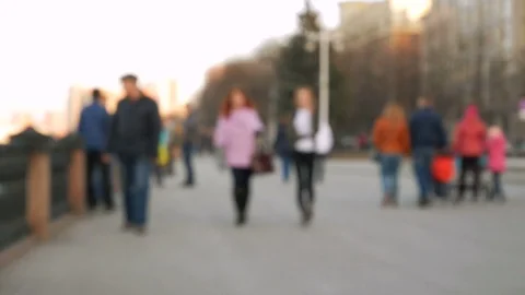 People stroll in the park, soft focus Stock Footage 74522997