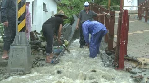 People Struggle In Flash Flood Waters Stock Footage 12269503