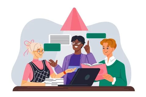 People study and learn vector illustration Stock Illustration