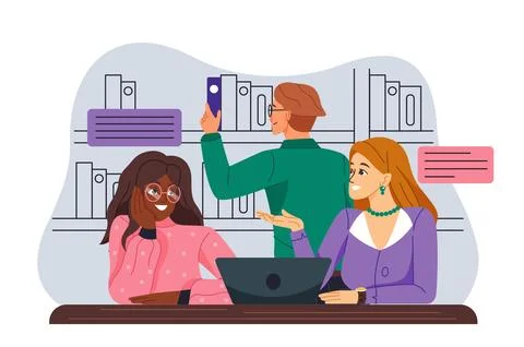 People study and learn vector illustration イラスト素材