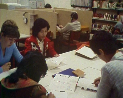People Studying at a Library (1983) Stock Footage 99216999