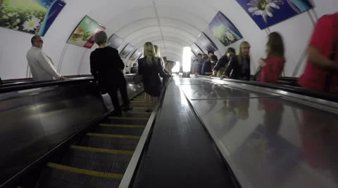 People in the subway on the escalator Stock Footage 62513112